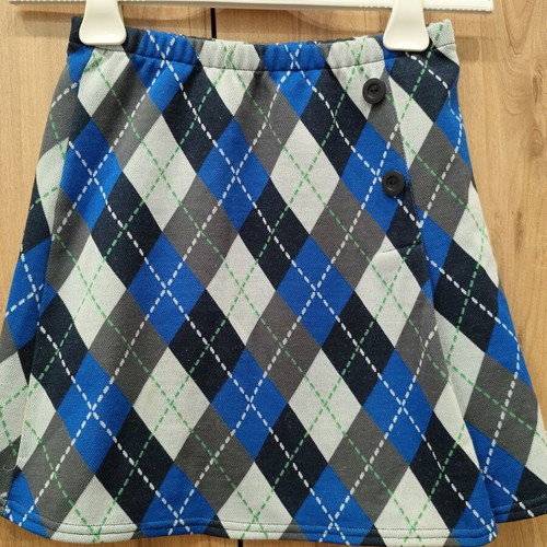 Benetton Y2K argyle mini skirt blue grey S