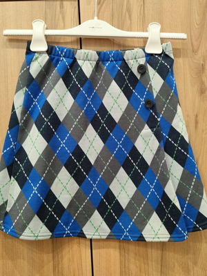 Benetton Y2K argyle mini skirt blue grey S