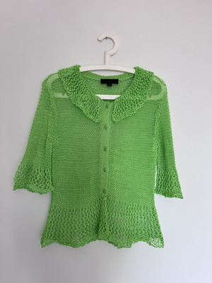 Zara summer knit transparent green short-sleeve shirt size S like new