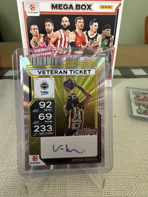 Euroleague Panini Khem Birch Auto card new