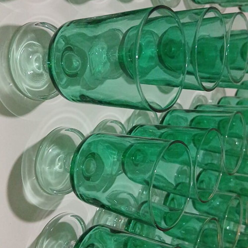 Luminarc Cavalier Emerald Green vintage liqueur glasses set of 4