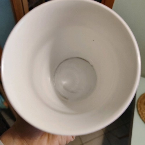 Porcelain polka dot mug Christopher Vine with cat used