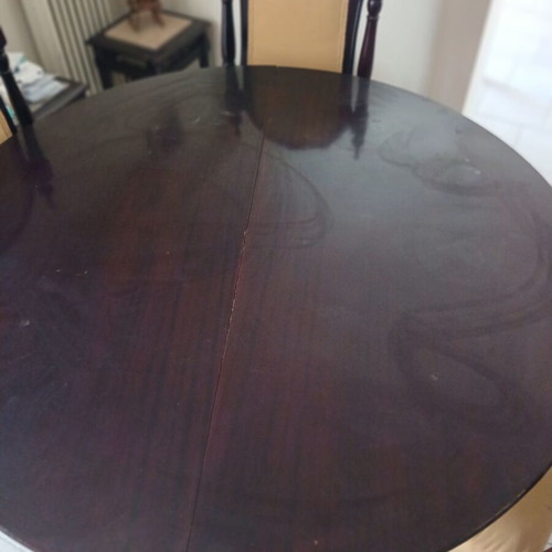 Wooden extendable round dining table with 5 chairs