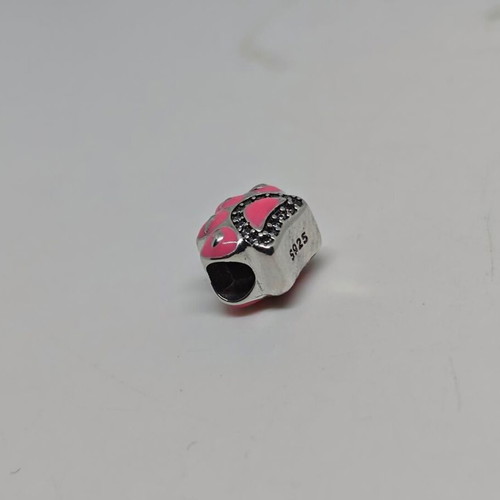 Silver Charm S925 Dog Paw with Pink Enamel and Zirconia like new