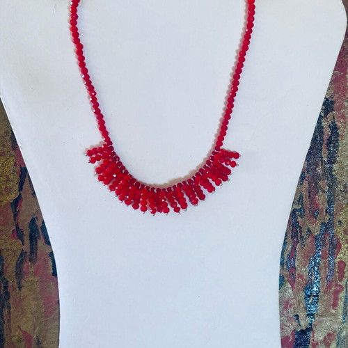 Handmade necklace new with red beads