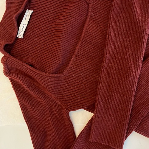 Bershka Burgundy Long Sleeve Blouse Like New Size M