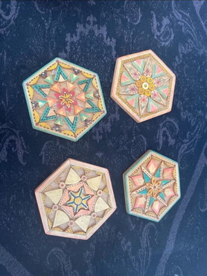 Wooden coasters handmade set of 4 like new