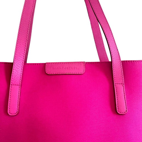 Lancel tote shoulder bag canvas-leather like new, pink
