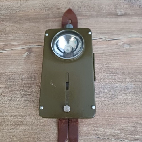 Military flashlight used, Swedish model post-WWII with leather strap
