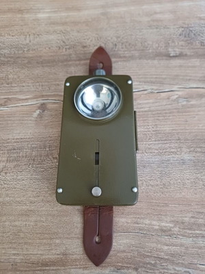 Military flashlight used, Swedish model post-WWII with leather strap