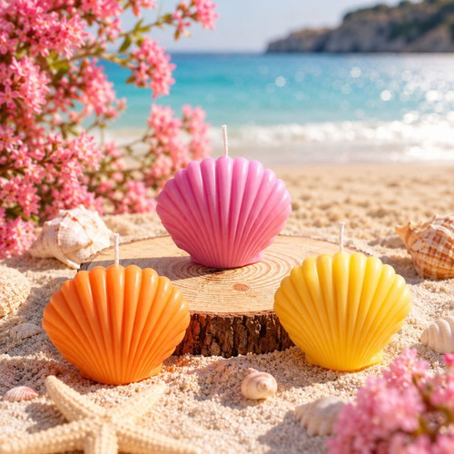 Aromatic Candle in Shell Shape new, strawberry scent