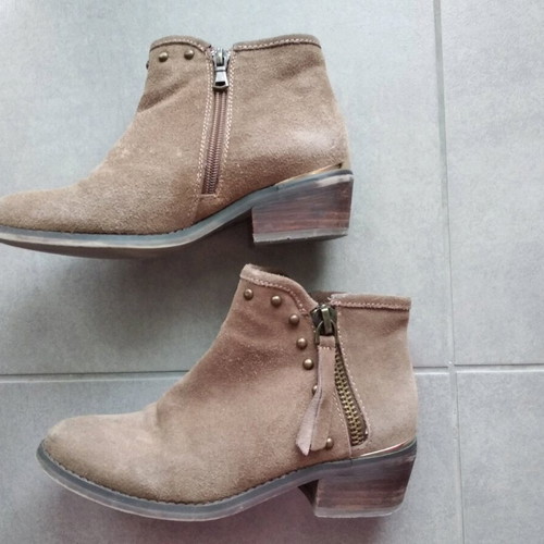 Sonnax suede ankle boots used, beige, size 36, 4 cm heel