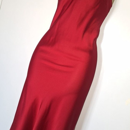 Italian satin wine red strap dress, size medium