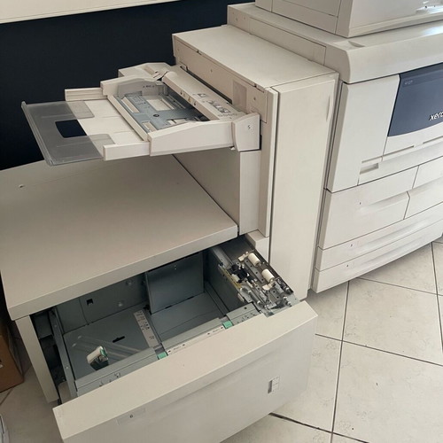 Xerox 4127 used production printer with finisher stapling and spiral