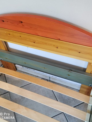 Bed made of solid pine wood used