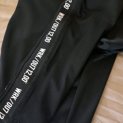 Sports leggings new, black, with transparent hem, size S