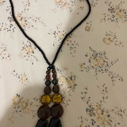 Brown necklace with multicolored beads like new