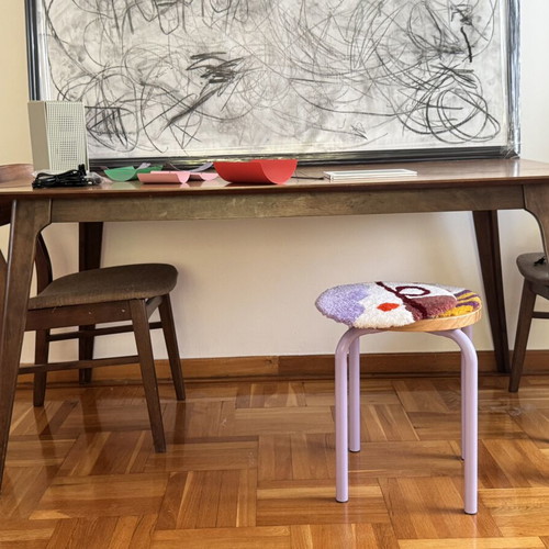Large dining table with two chairs