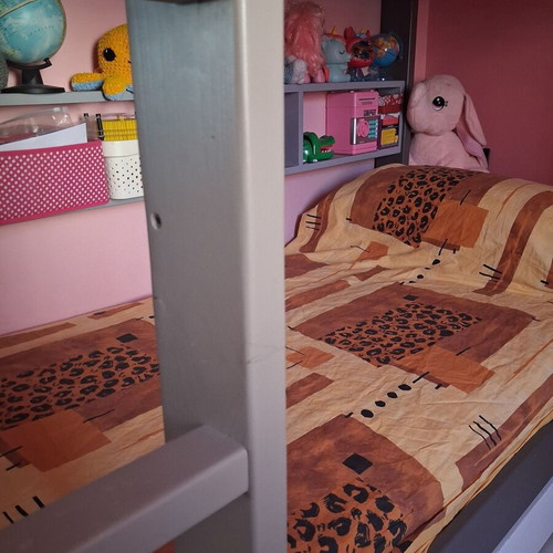 Dominique bunk bed by Mathy by Bols like new with 2 mattresses and guest drawer