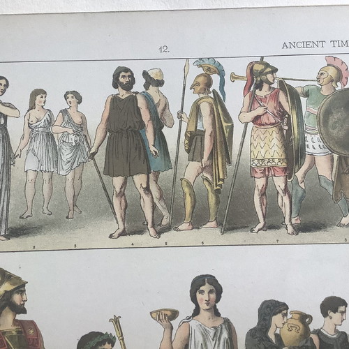Αρχαίες ελληνικές φορεσιές χρωμολιθογραφία μεταχειρισμένη 1882