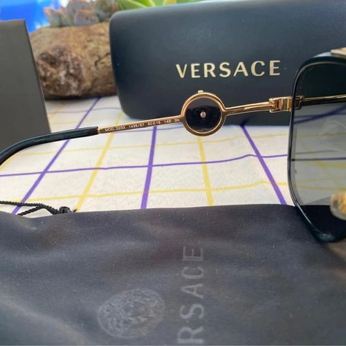 Versace VE 2233 Unisex Sunglasses new, black gold aviator