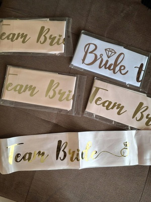 Bachelor team bride ribbons like new, set of 5 pieces