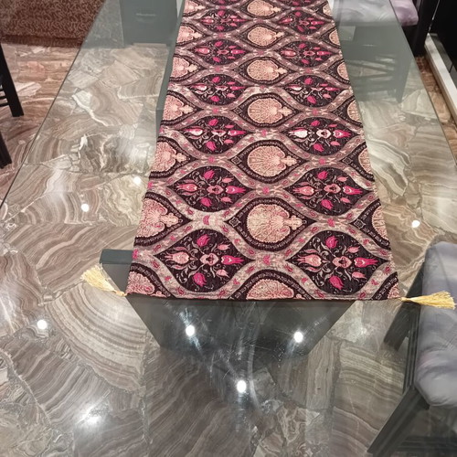 Jacquard chenille table runner with cotton, velvet and silk, like new