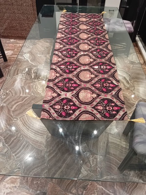 Jacquard chenille table runner with cotton, velvet and silk, like new