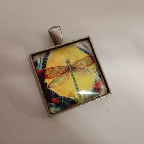 Pendant with dragonfly used, multicolored