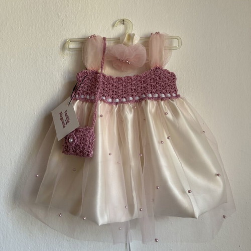 Vanilla Magnolia Boutique Baby Dress with Accessories, Handmade, New, 12-18 Months