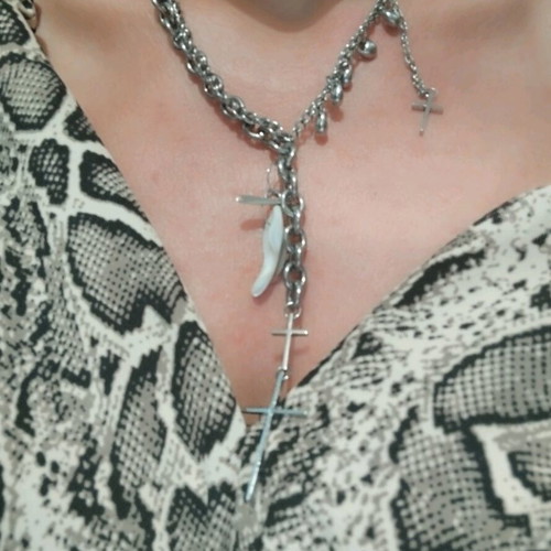 Steel necklace with crosses like new