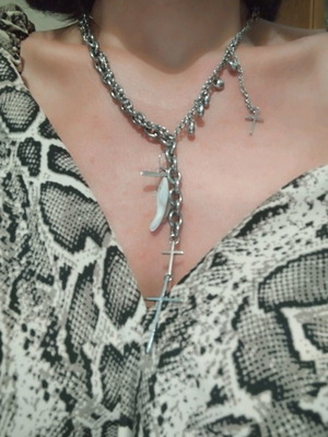 Steel necklace with crosses like new