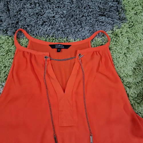 Star by Julien Macdonald orange top with chain detail like new, size M/L