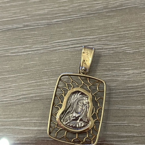 Two-tone pendant used, gold and white gold 9k