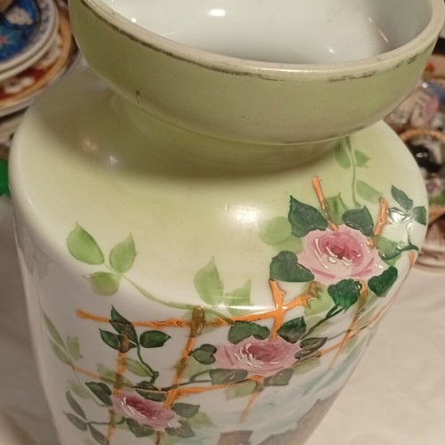 Vintage opaline vase with enamel decoration