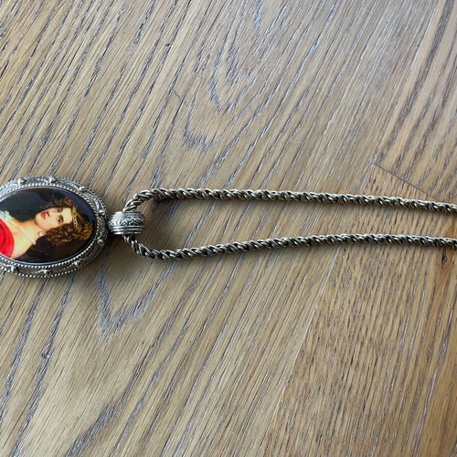Vintage pendant new with portrait, multicolored, gold-colored