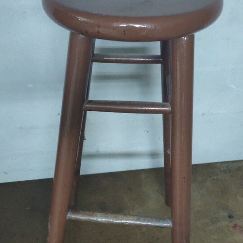Vintage wooden stool used, 80 cm height