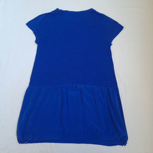 Poetry women's boho dress in linen and silk, size 44 / XXL, blue