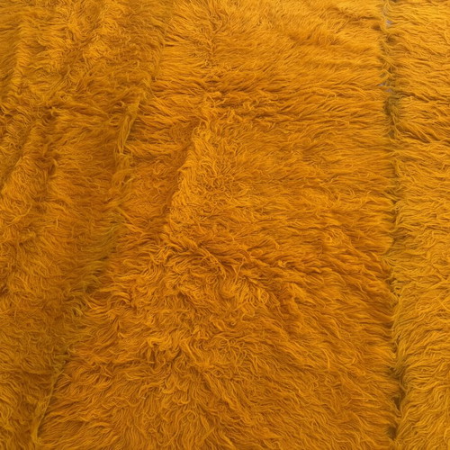 Yellow flokati rugs set of 3 like new, vibrant mustard color