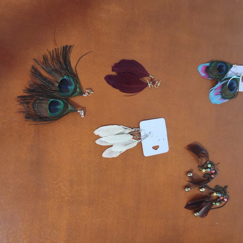 Feather earrings set of 5 pairs