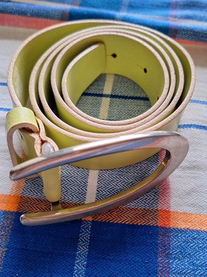 Leather light green belt used, Italian made, size 90