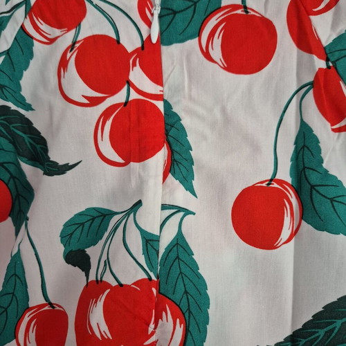 Benetton cherry print shirt XS like new, 3/4 sleeve, cotton