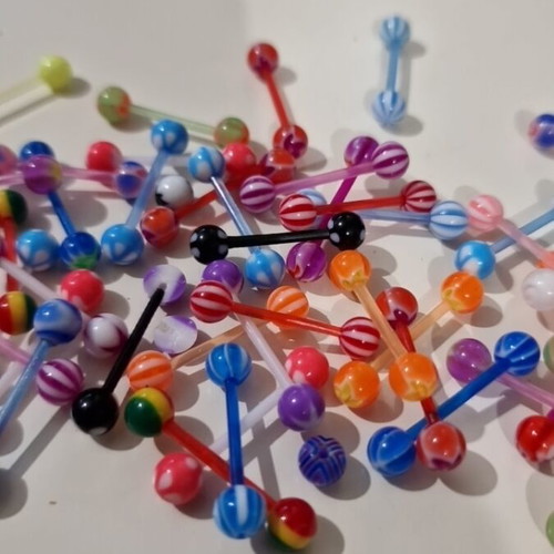 Tongue Piercing Earrings new, pack of 40 colorful plastic pieces