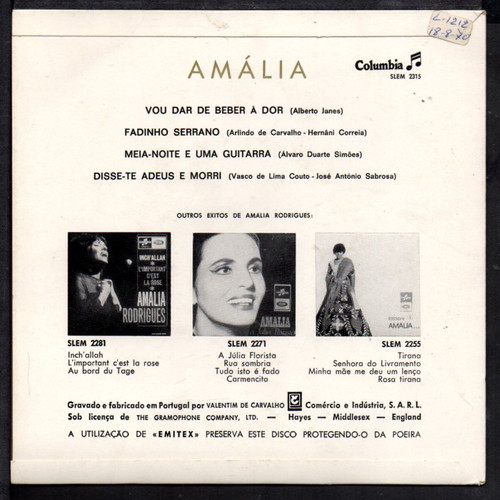 Amalia 45 RPM vinyl record nearly new V-129