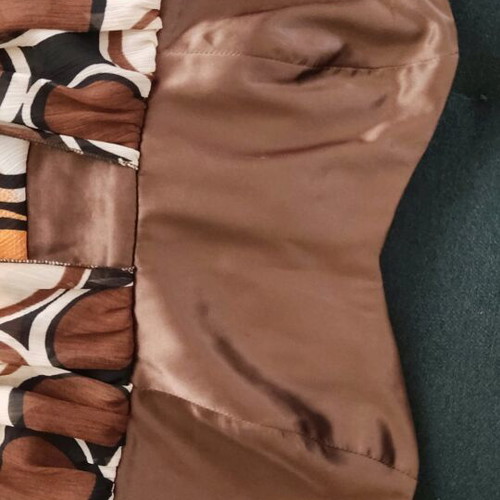 Midi dress used, beige and brown, size S with zipper back