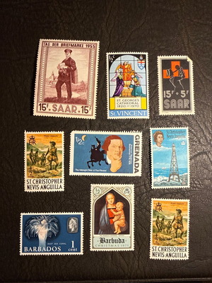 Collectible stamp set new, 9 vintage stamps from various countries