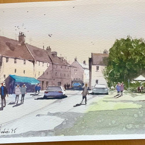 Watercolor artwork hand-painted 29.5x20.5 cm new