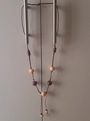 Necklace with wooden beads used, boho style handmade