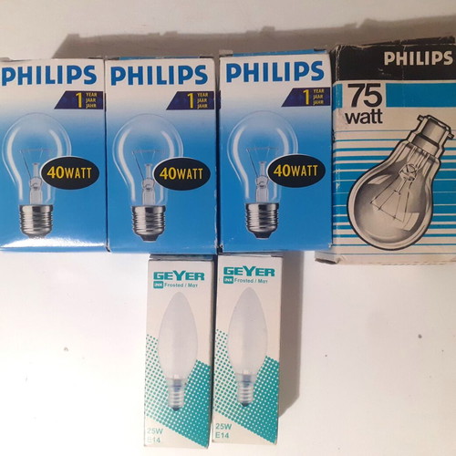 Vintage Phillips and Geyer incandescent bulbs used, set of 6