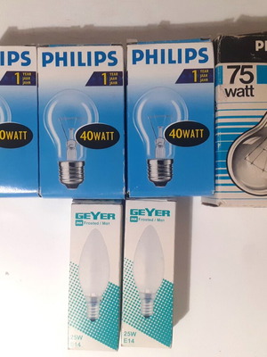 Vintage Phillips and Geyer incandescent bulbs used, set of 6